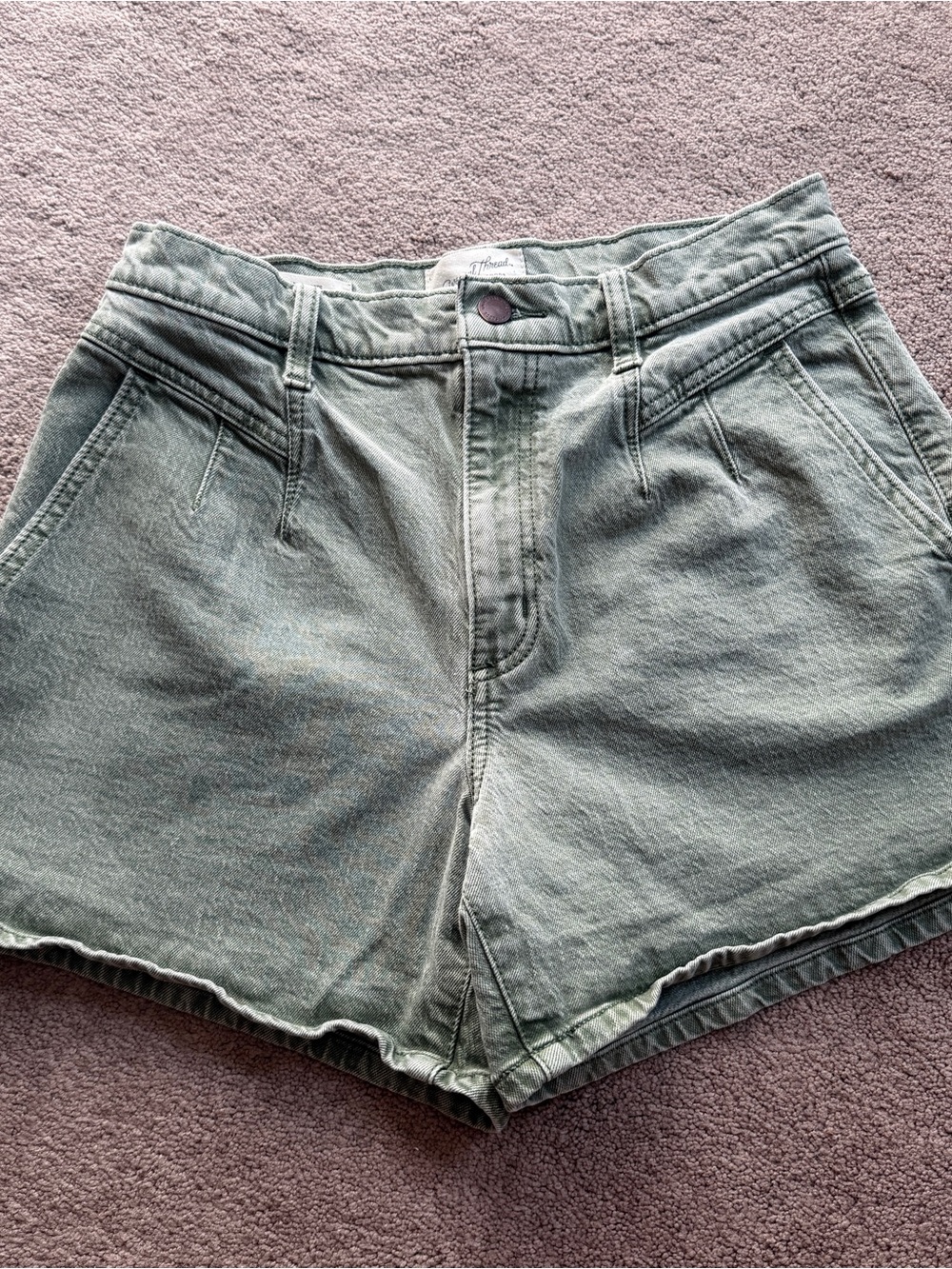 Universal Thread Green Pleated front Denim Jean Shorts Size 28